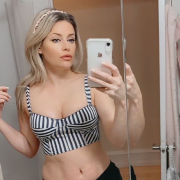 Garage Tops - Garage Striped Crop Top Bustier XS